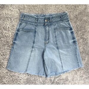 Kensie Jeans The Kaya Wide Leg Cut-Off Raw Hem Denim Shorts Size 2/26